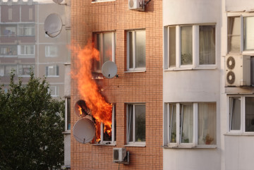 fire in the window of building